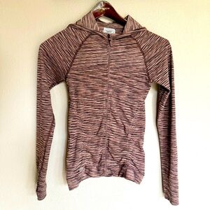 Athleta Circuit Zip Jacket Athletic Hoodie Ruched Full Zip | Size XS | Tan